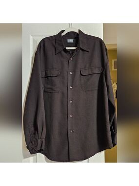Knightsbridge Dark Brown Button Down Men's Shirt Size Large